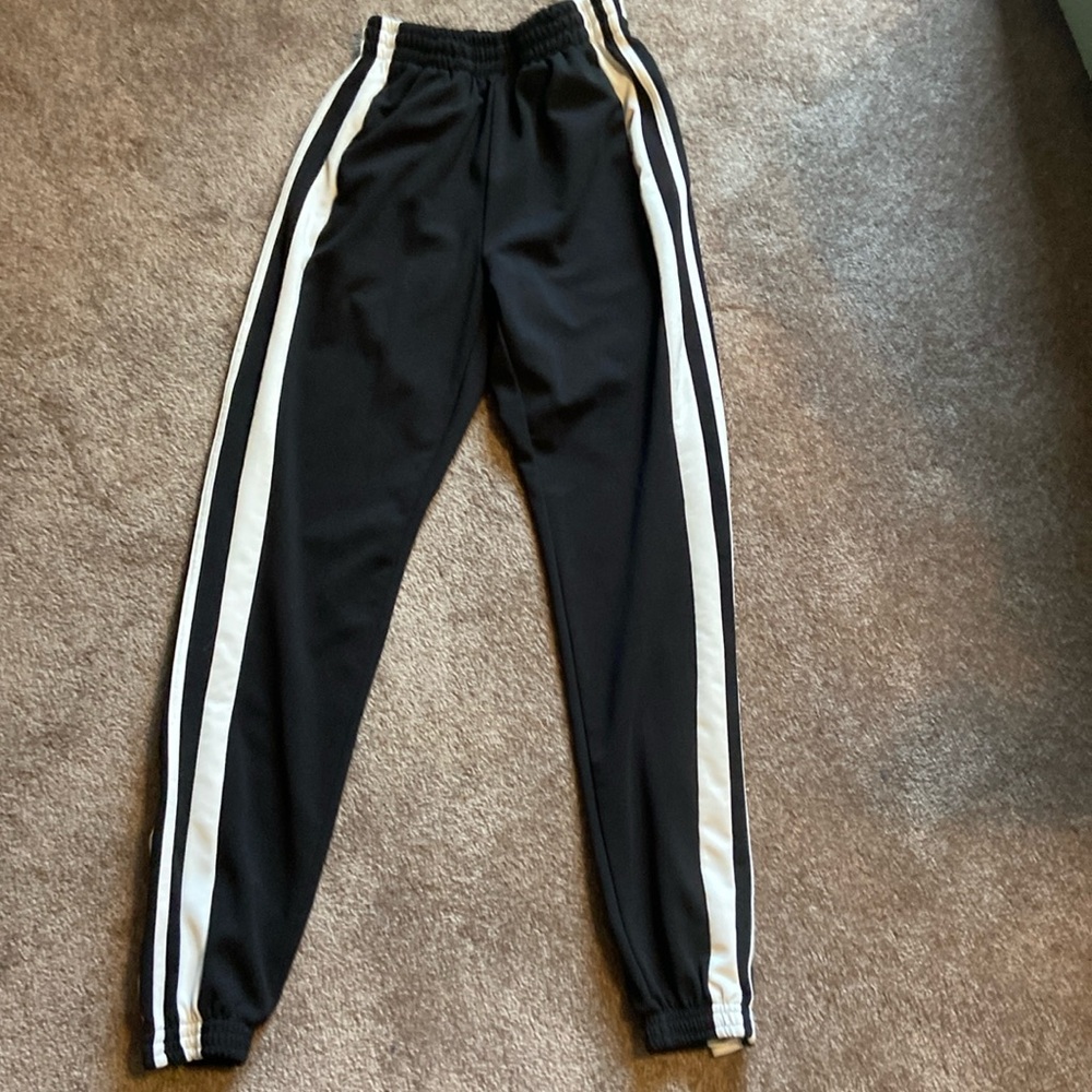 Women's Black Tear Away Pants Side Split Snap Sweatpants Size X-Small